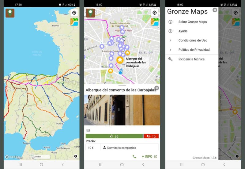 Pantallas de Gronze Maps (APP)