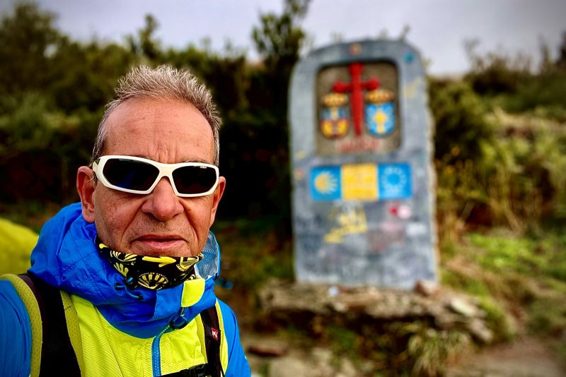 Álvaro Lazaga entrando en Galicia por El Cebreiro, hace apenas unas semanas.