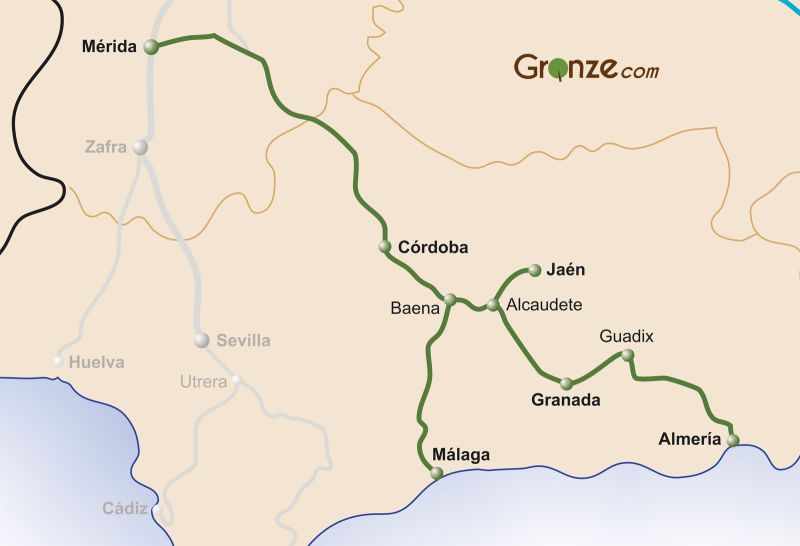 Mapa del Camino Mozárabe