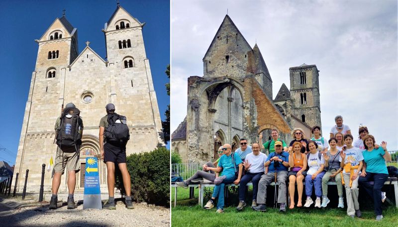 Iglesia de Santiago en Lébény, y miembros de la asociación de Ávila en Hungría.